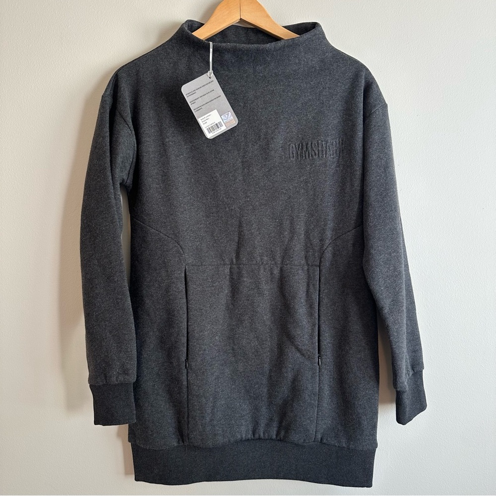 Gymshark‎ SoSoft Jumper NWT Women’s Small Black Marl | Cozy Athleisure Pullover